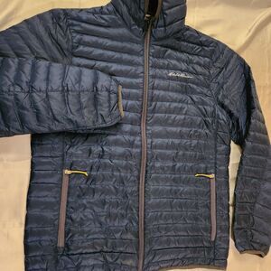 Eddie Bauer Microlight Down Hooded Jacket Men M EB700 Puffer Coat Gorpcore Hike
